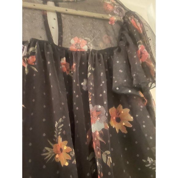 WILLOW Floral Mesh Short Sleeve‎ Ruffle Women's 2X - Picture 2 of 5